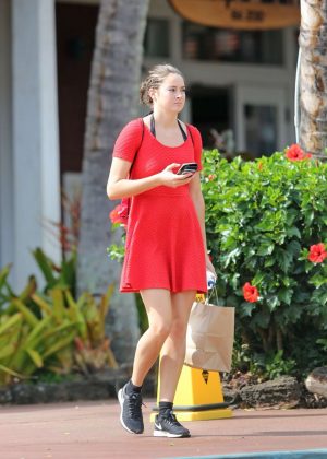 Shailene Woodley in Red Mini Dress out in Hawaii
