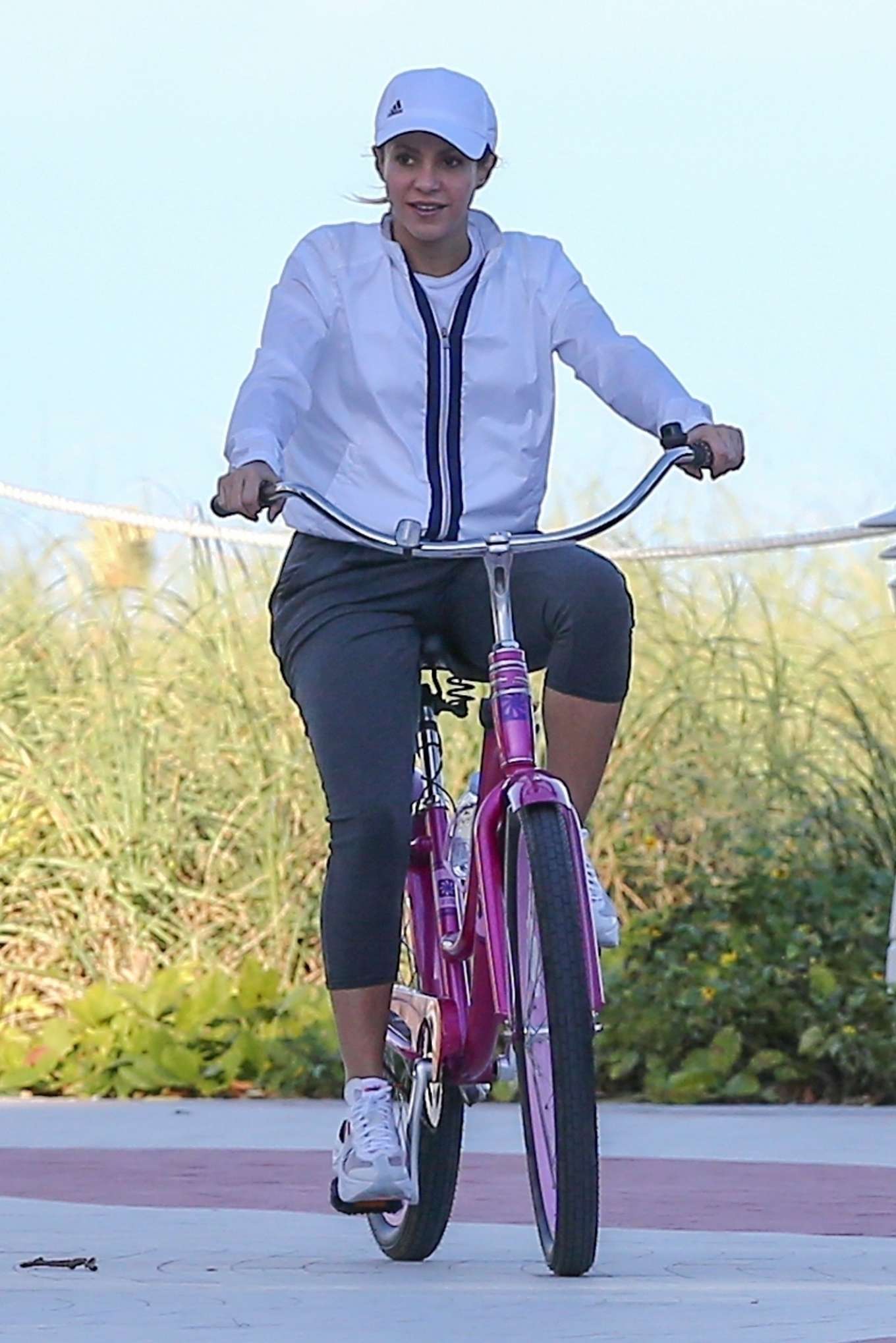 Shakira 2019 : Shakira – Riding a bike at the beach in Miami-07