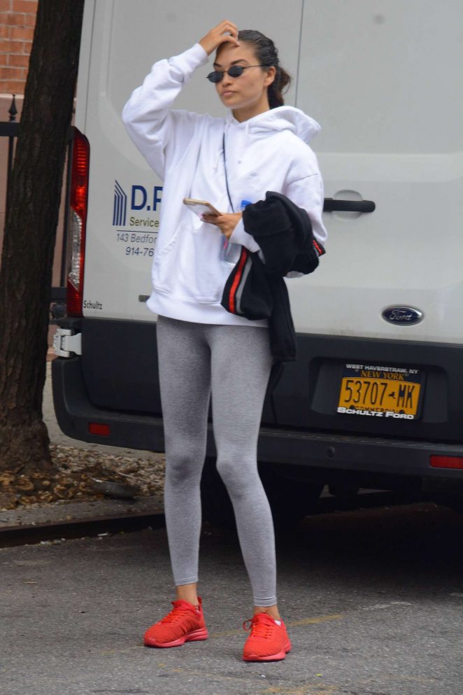 Shania Shaik in Grey Tights - Out in SoHo