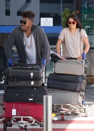 Shanina Shaik and her fiance DJ Ruckus at Airport in Melbourne