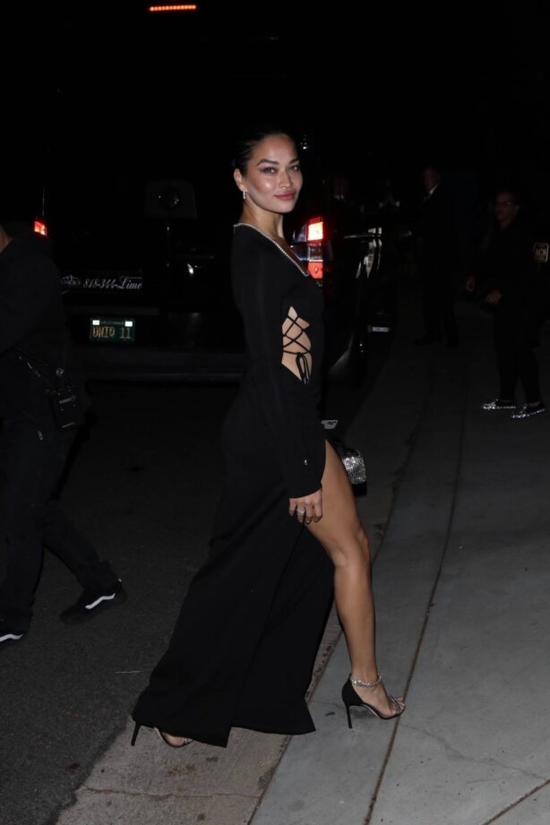 Shanina Shaik - Arrives at Paris Hilton's wedding party in Beverly Hills