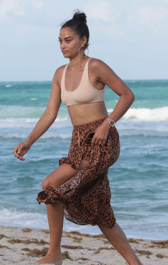 Shanina Shaik at the beach in Miami