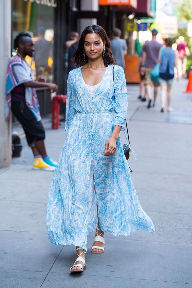 Shanina Shaik in Summer Dress Out in New York City