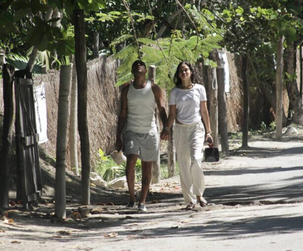 Shanina Shaik - With her boyfriend out for a stroll in Tulum