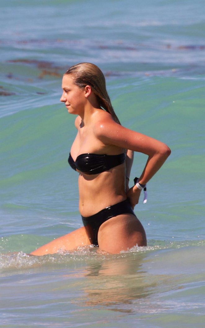 Shannon Barker in Black Bikini at the beach in Miami