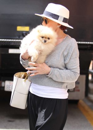 Sharon Osbourne - Leaves a medical building with her pet pooch Mr Chips in Beverly Hills