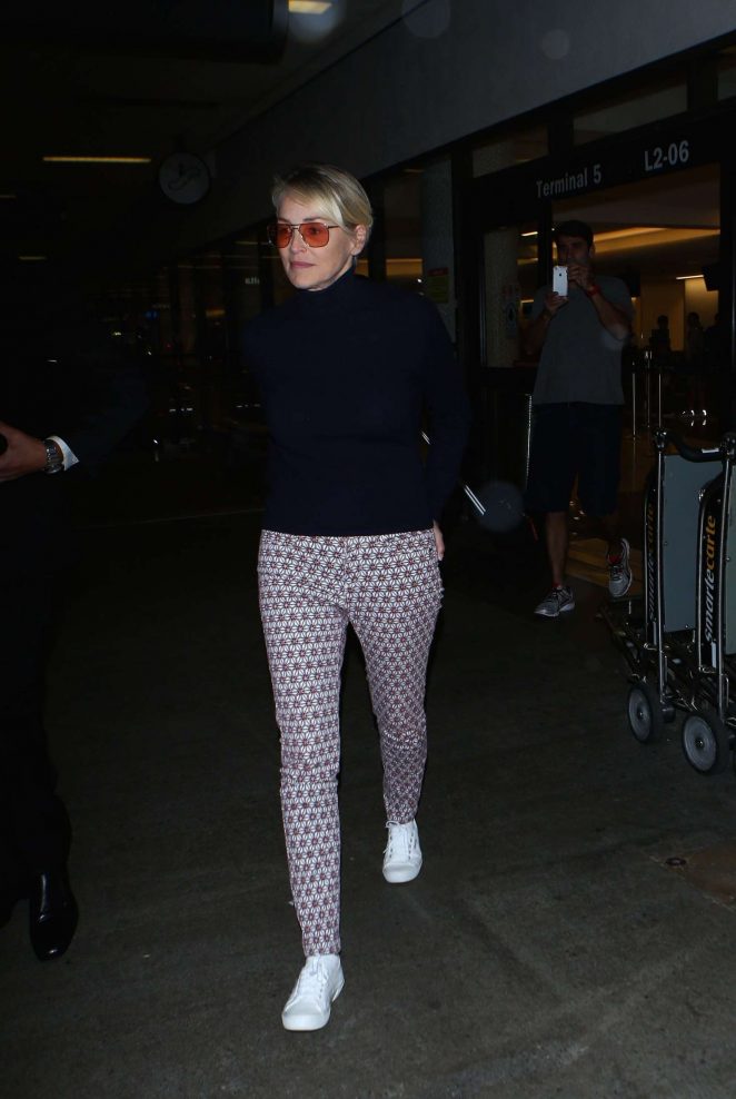Sharon Stone Arrives at LAX Airport in Los Angeles
