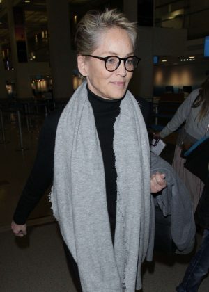 Sharon Stone - Arriving at LAX Airport in LA