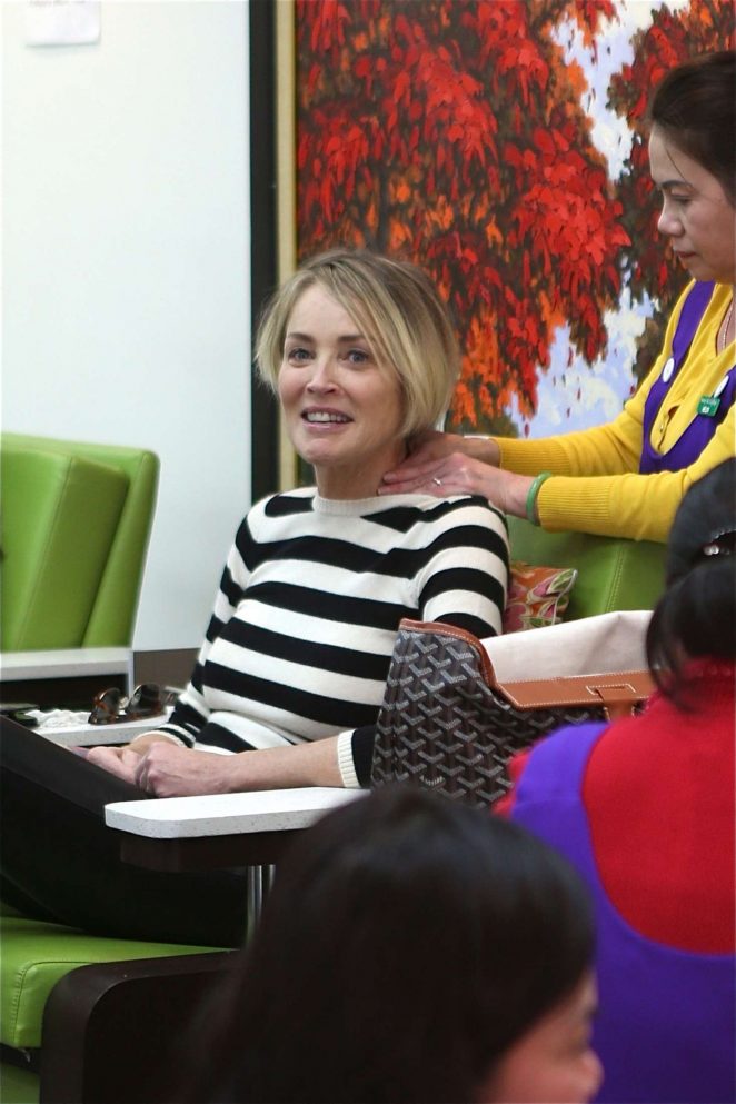 Sharon Stone at the nail salon in Beverly Hills
