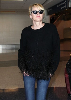 Sharon Stone in Jeans at LAX Airport in Los Angeles