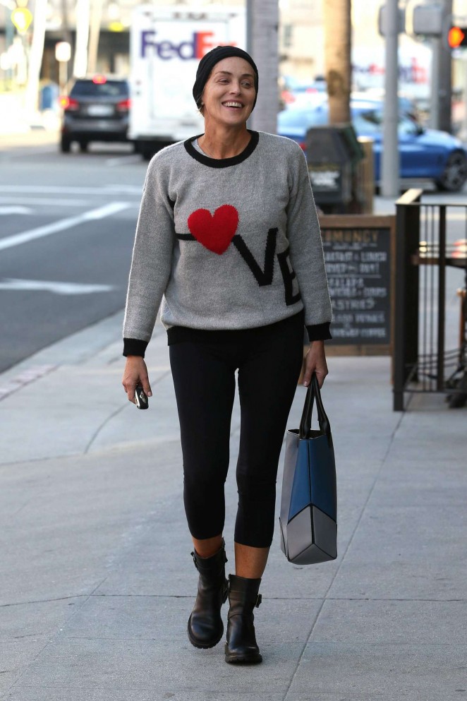 Sharon Stone in Tights out in Beverly Hills