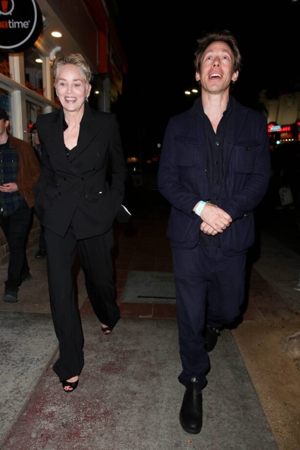 Sharon Stone - Is seen leaving the Licorice Pizza after-party with a mystery in Los Angeles