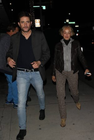 Sharon Stone - On a dinner date with Gianluca Galtrucco at E Baldi in Beverly Hills