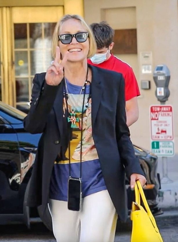 Sharon Stone - Seen with her son doing groceries in Beverly Hills