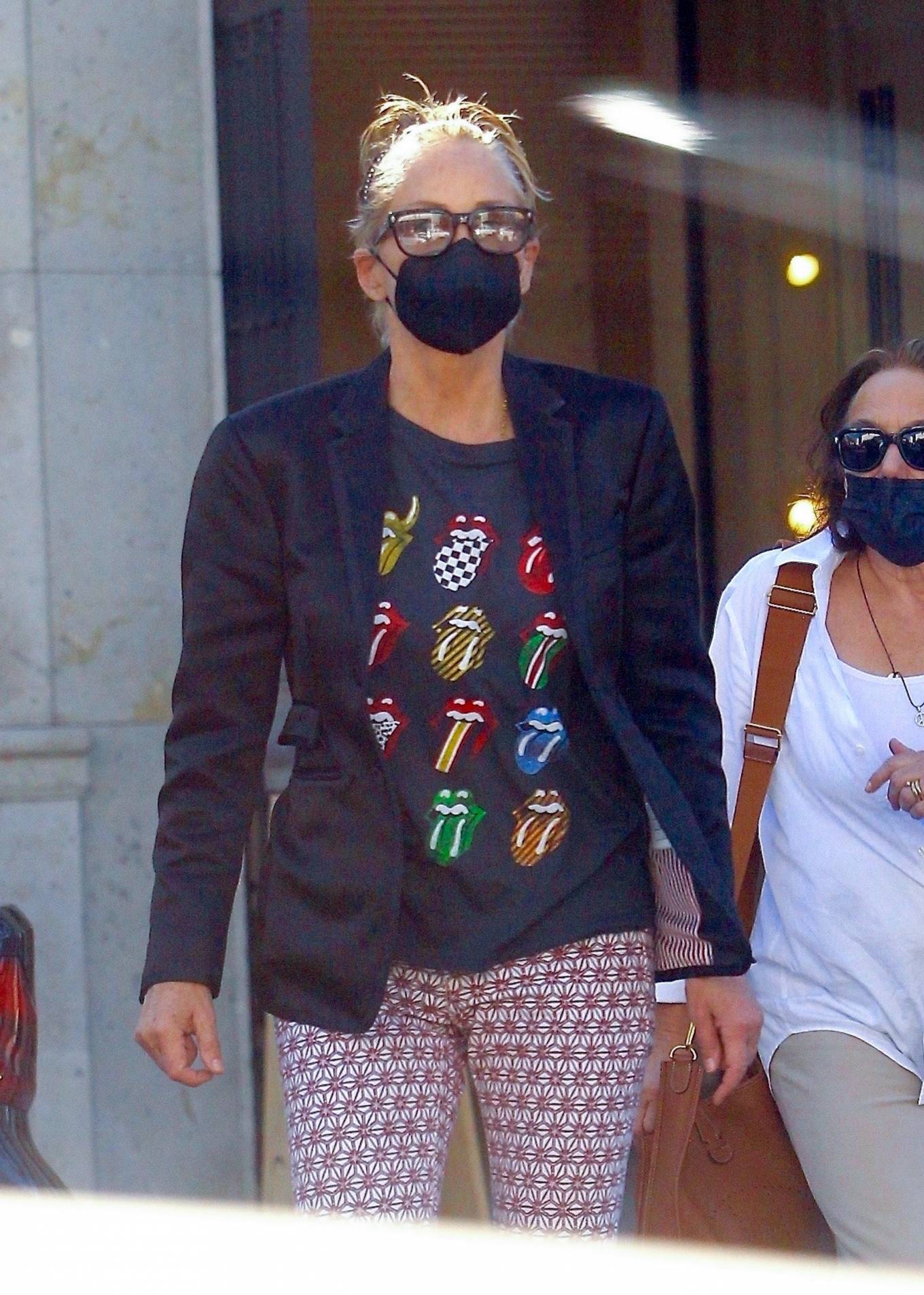 Sharon Stone - Wearing a Rolling Stones shirt in Beverly Hills