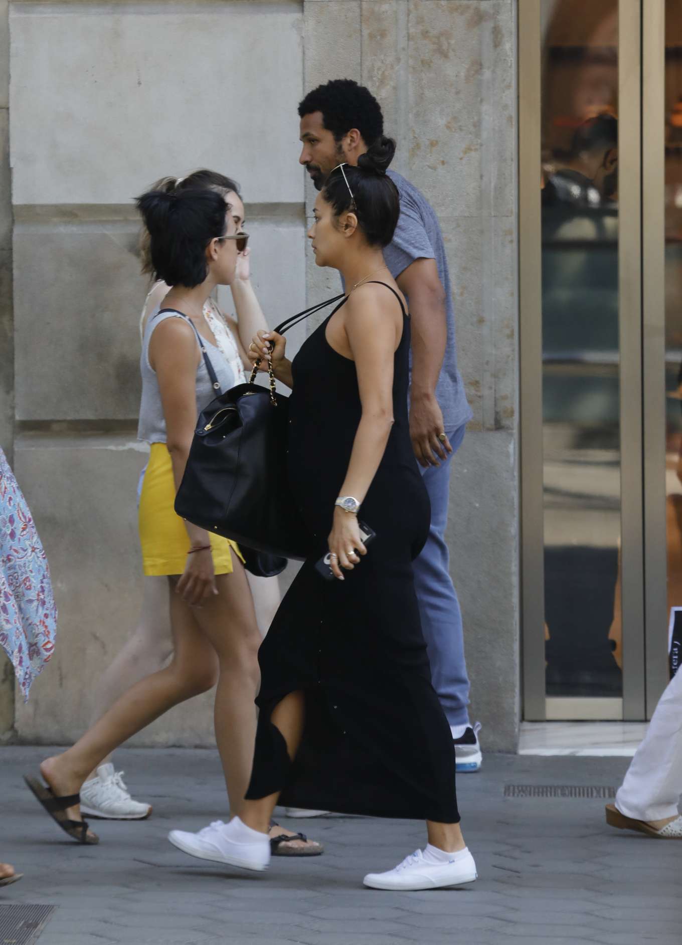 Shay Mitchell in Black Long Dress â€“ Out in Barcelona