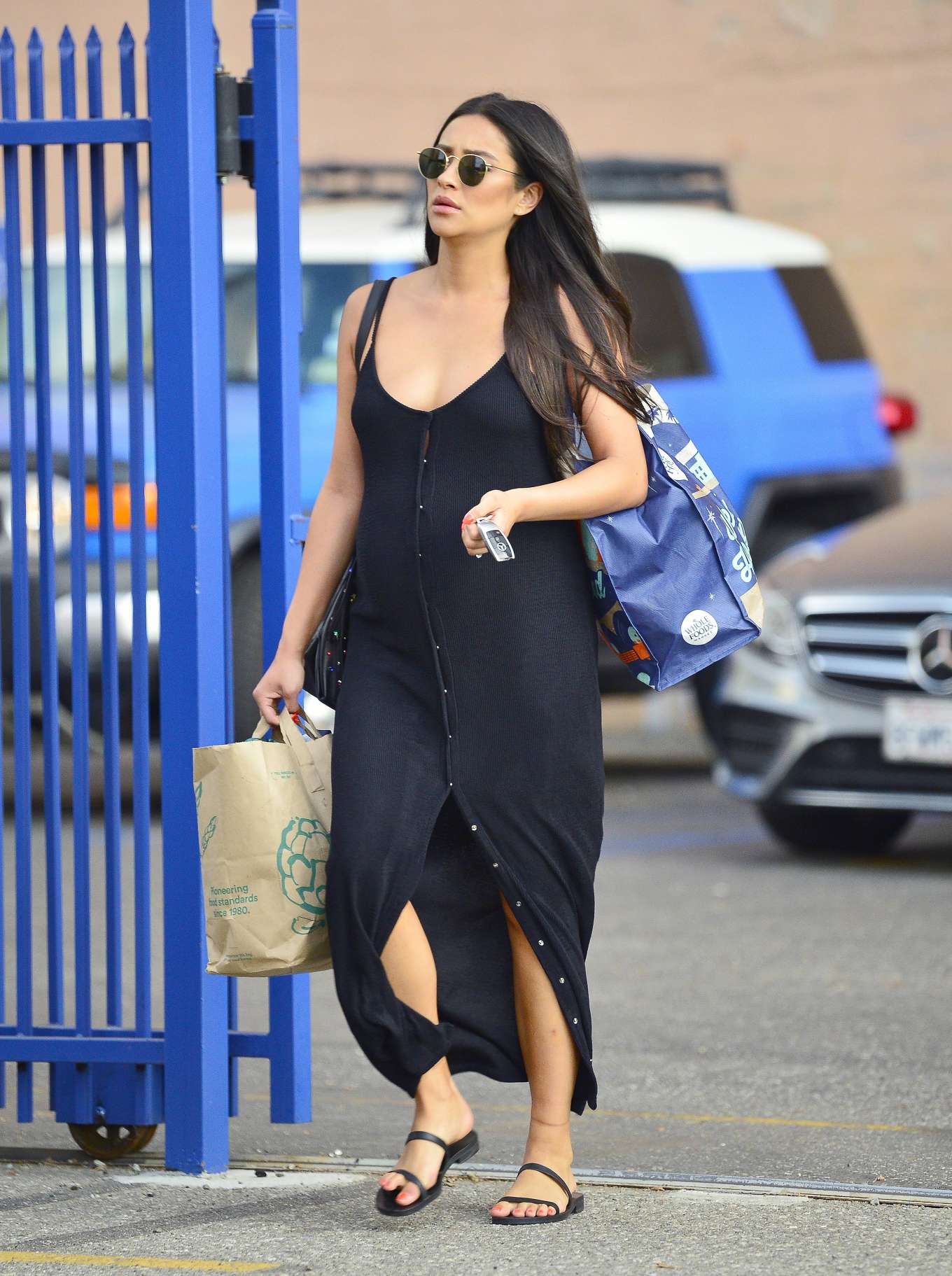Shay Mitchell in Black Long Dress - Out in Los Angeles