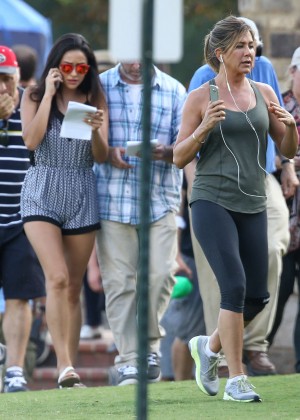 Shay Mitchell and Jennifer Aniston - On the set of 'Mother's Day' in Atlanta