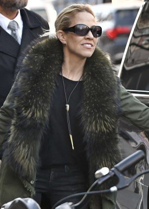 Sheryl Crow in a fur lined coat out in New York