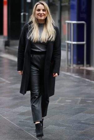 Sian Welby - In leathers and ribbed jumper at Capital Breakfast in London