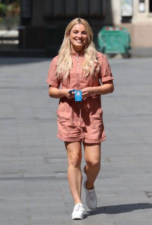 Sian Welby - Wearing a beige playsuit while leaving Capital radio in London