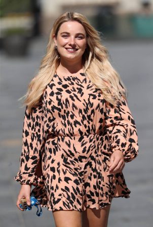 Sian Welby - Wearing a print playsuit while leaving Capital radio in London