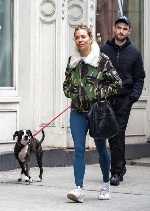 Sienna Miller and ex Tom Sturridge - Walk dog in New York