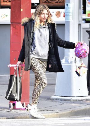 Sienna Miller in Leopard Print Tights Out in New York City