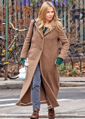 Sienna Miller in Long Coat out in New York City