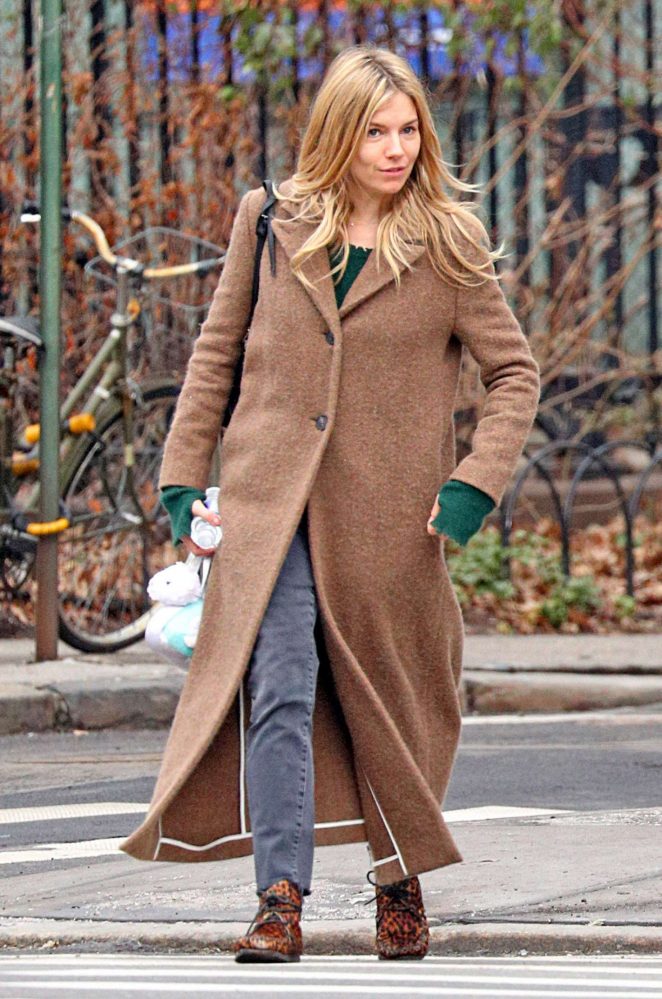 Sienna Miller in Long Coat - Out in New York City
