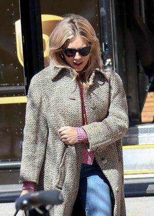 Sienna Miller in Long Coat out in New York