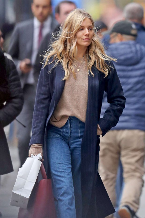 Sienna Miller in Long Coat - Out in New York