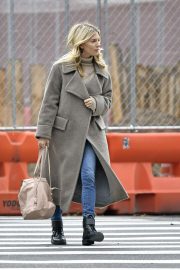 Sienna Miller in Long Grey Coat - Out in New York