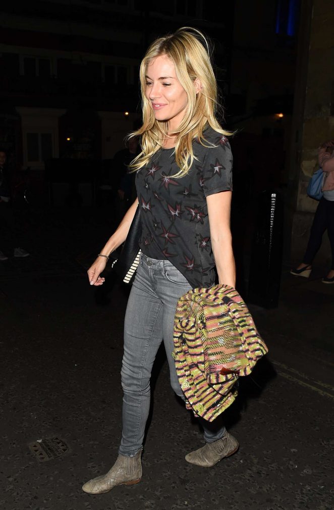 Sienna Miller leaving the Apollo Theatre in London
