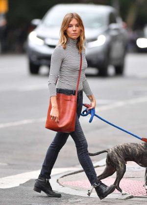 Sienna Miller - Walks her dog in New York City