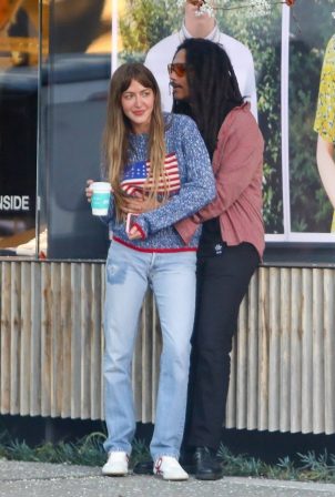 Simi Khadra - Steps out for coffee at Alfred Coffee in West Hollywood