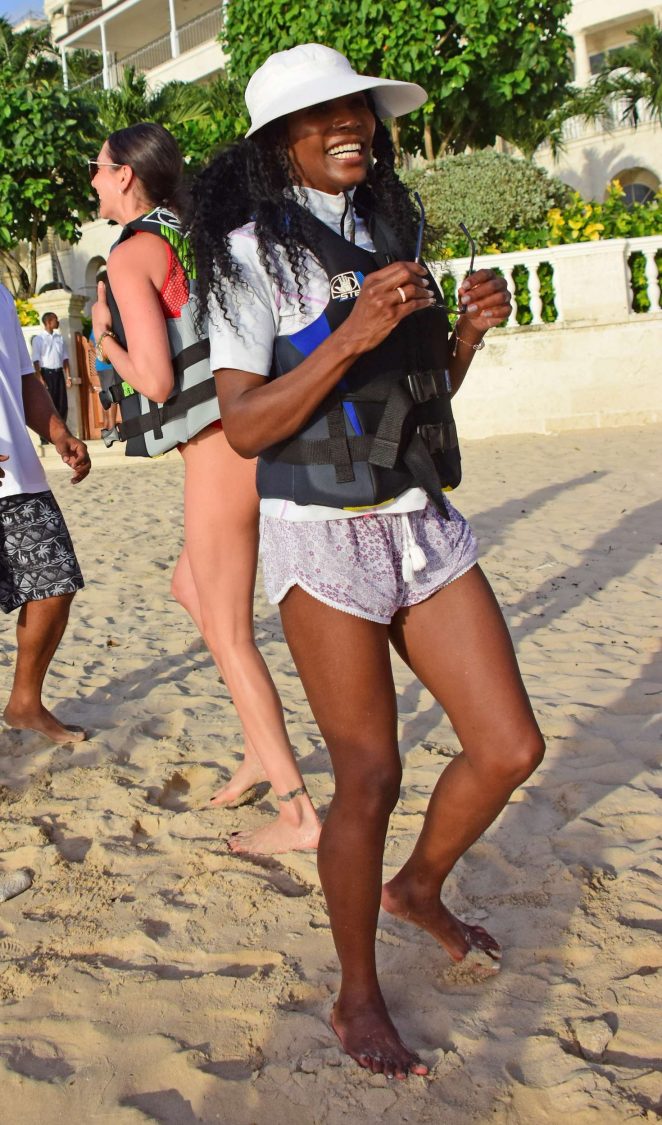 Sinitta on the beach in Barbados