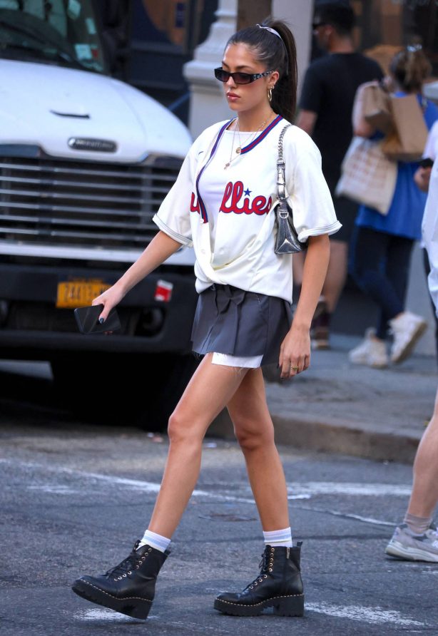 Sistine Stallone - Seen wearing a Philadelphia baseball jersey in Soho - New York