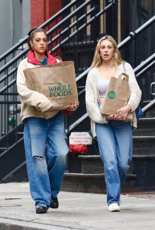 Sistine Stallone - With Sophia Stallone shopping at Whole Foods supermarket in New York