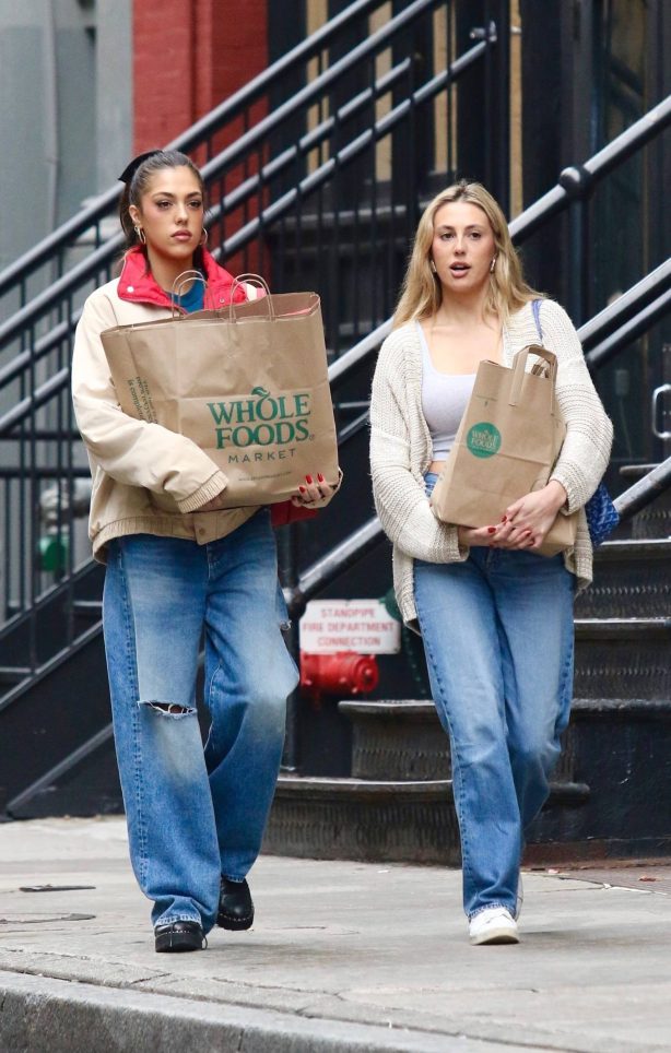 Sistine Stallone - With Sophia Stallone shopping at Whole Foods supermarket in New York