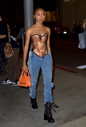 Skai Jackson - Dinner candids at Il Pastaio in Los Angeles