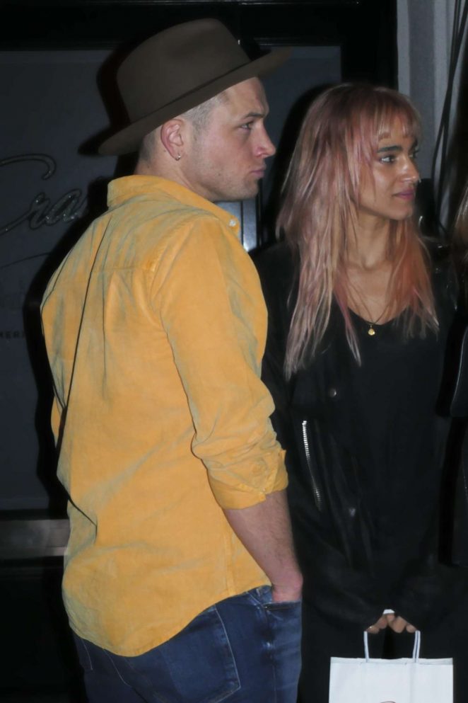 Sofia Boutella and Taron Egerton at Craig's Restaurant in West Hollywood