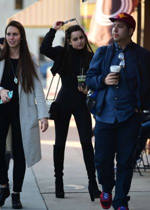 Sofia Carson - Goes to Alfred Coffee with friends in Los Angeles