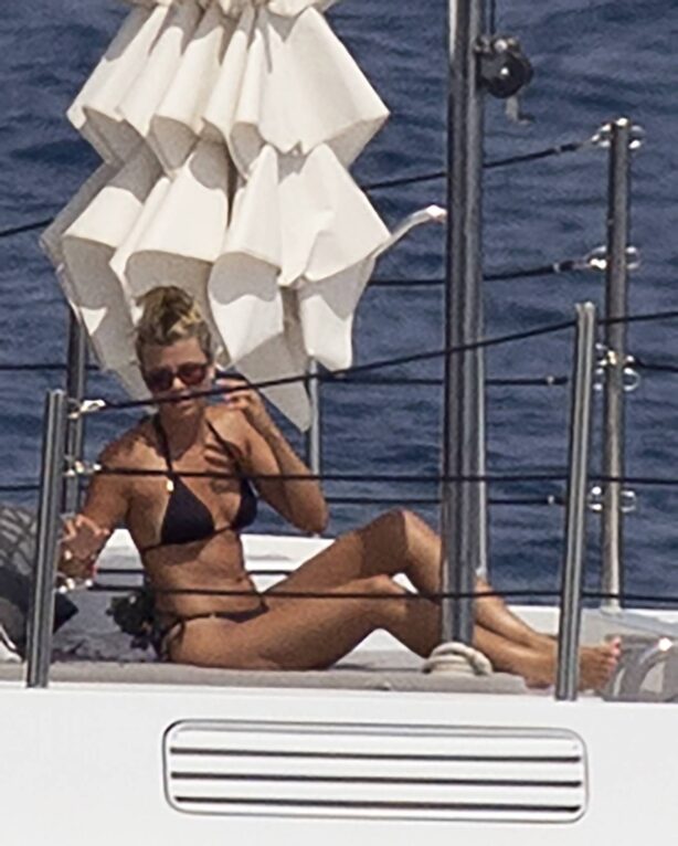 Sofia Richie - In a black bikini on a luxury yacht in Ibiza
