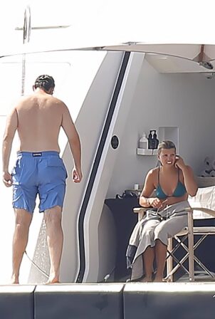Sofia Richie - In a green bikini on a yacht in Ibiza