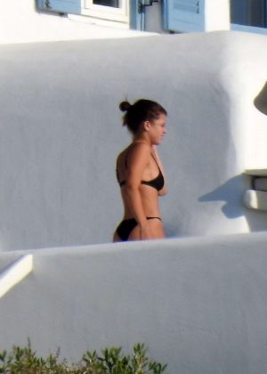 Sofia Richie in Black Bikini in Mykonos
