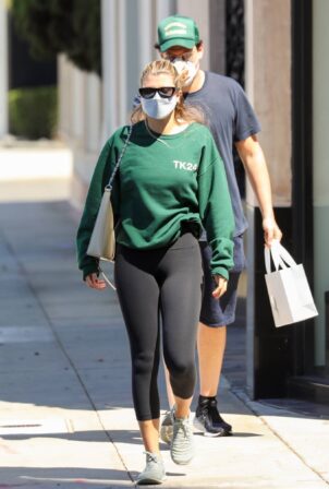 Sofia Richie - In black leggings exits a salon in Beverly Hills