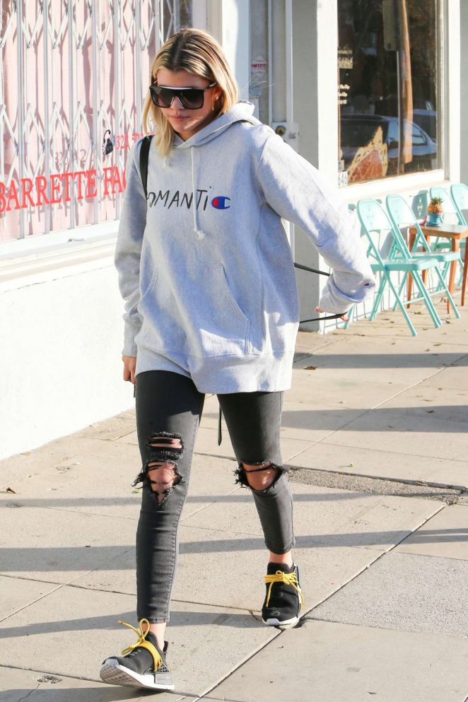 Sofia Richie in Black Ripped Jeans out in Los Angeles
