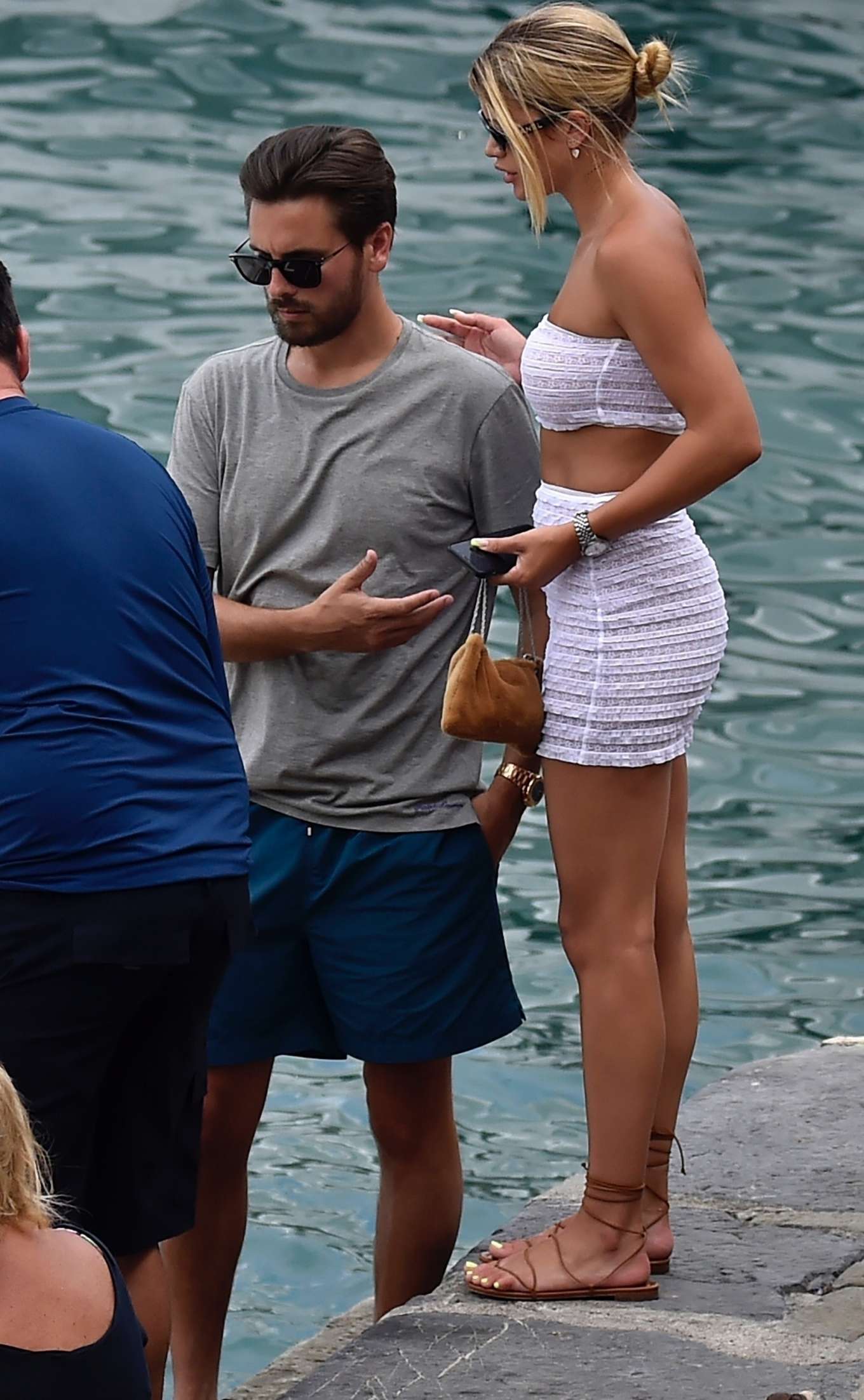Sofia Richie â€“ Wears white mini skirt while enjoys a day in Portofino â€“ Italy