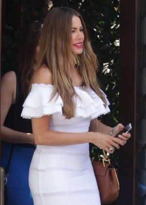 Sofia Vergara in White Leaves Cecconi's in West Hollywood